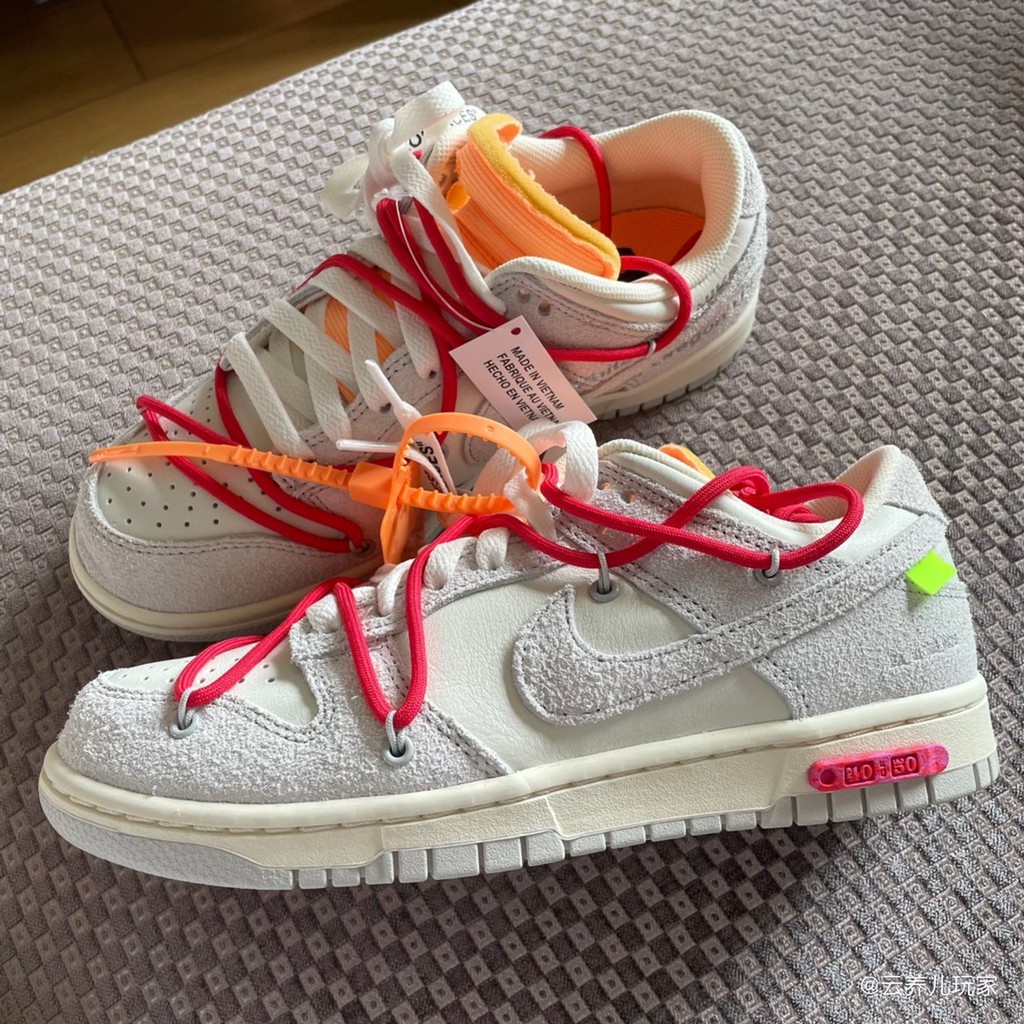 ☆小B之都☆OFF-White Nike DunkLow"The 50"灰白 NO.40 紅色橙扣 DJ0950-103