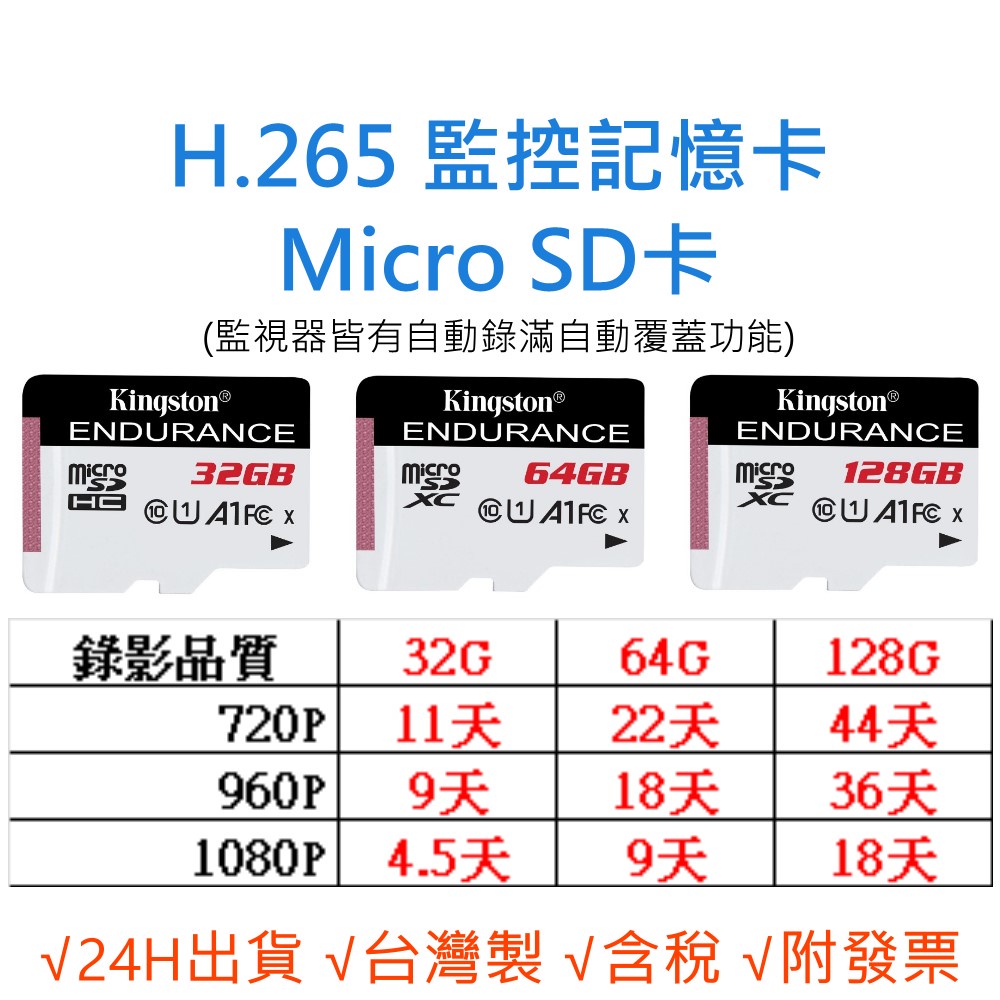 H.265 監控記憶卡高耐用 【FAT32監視器專用】C10 microSD TF 32G 64G 128G 行車紀錄器