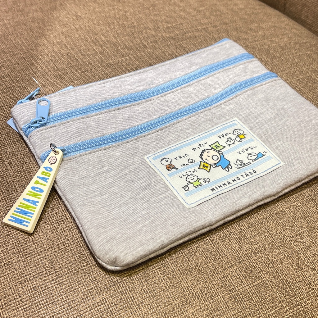 日本原裝進口三麗鷗Sanrio大寶Tabo棉布三層拉鍊扁包