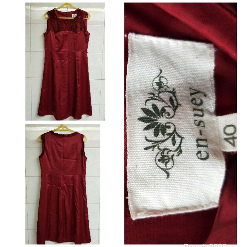 （出清）en-suey銀穗：棗紅色洋裝小禮服-40(L)