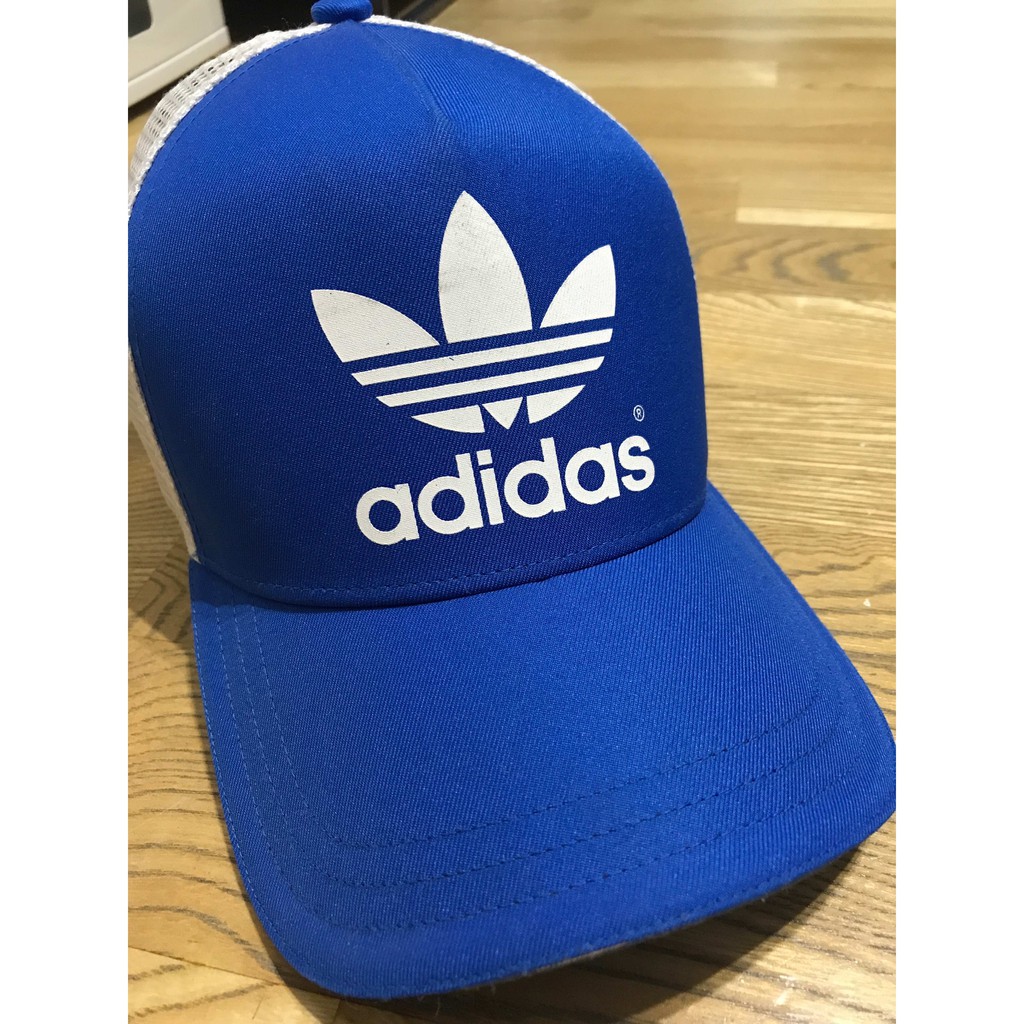 adidas 鴨舌帽 網帽 三葉草 藍色