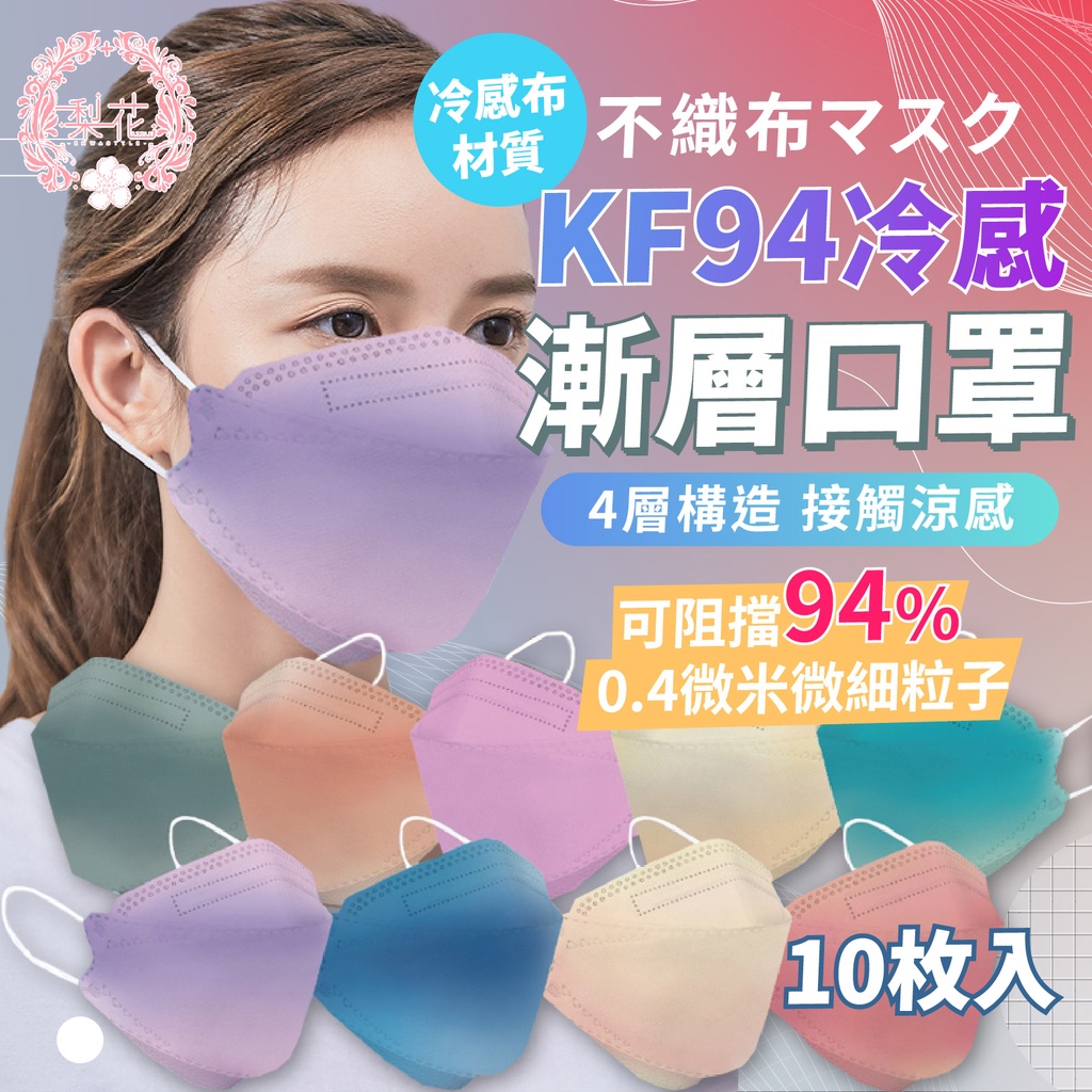 台灣出貨 冷感漸層口罩 漸層色 KF94口罩 魚型 口罩 防塵口罩 防塵 防塵防護口罩 防護口罩 防飛沫 冷感布