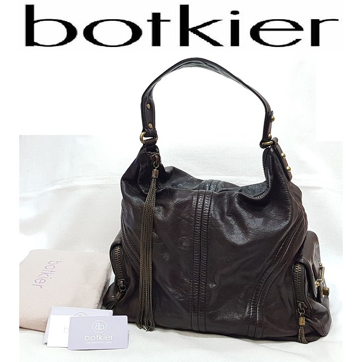 真品 botkier 伯科爾 限量系列 黃銅流蘇 雙側袋 全皮 深咖啡提袋 設計款機車肩背包