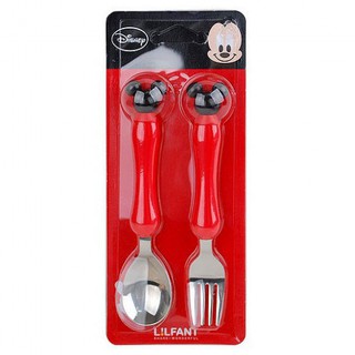 LIL FANT 韓國製 迪士尼 304 不銹鋼 兒童餐具組 -湯匙+叉子(米奇/米妮)【金寶貝】餐具