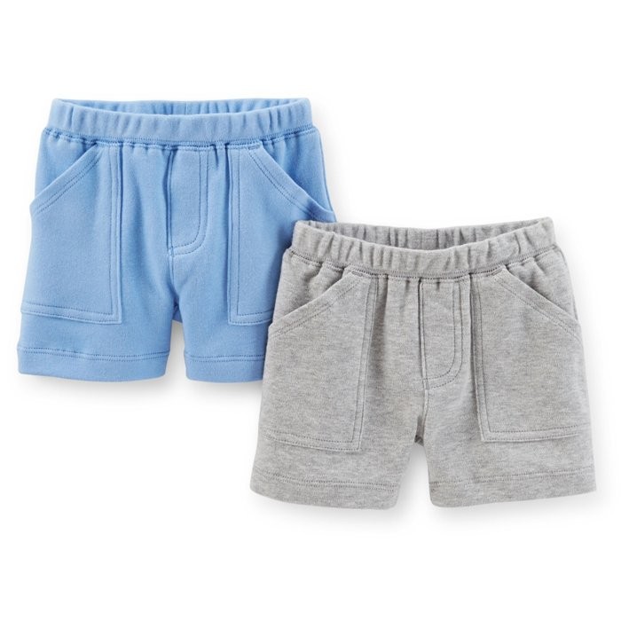 [[W&amp;R]] ((0-24m)) Carter's 二件組 淺藍+灰色 棉短褲 3m