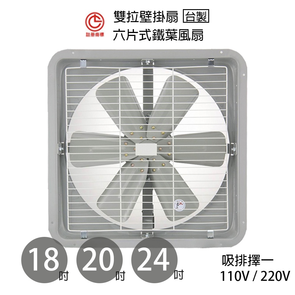 【永用牌】18吋/20吋/24吋 耐用馬達吸排風扇 排風機 通風扇 (鐵葉/吸排擇一) 台灣製造 可加購控制器
