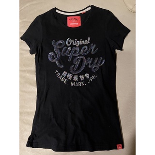 正品Superdry亮片合身Tshirt