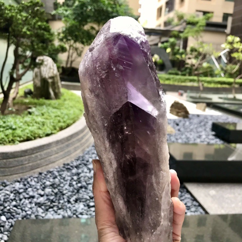 阿賽斯特萊石 紫水晶權杖 大隻 1338克 25x8公分骨幹水晶 祭壇水晶 電路板 量少 編號S1010