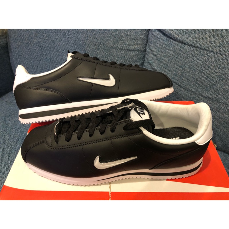 保證全新正品英國公司貨 Nike Cortez basic jewel 黑底白勾 阿甘男鞋 果凍勾 us11