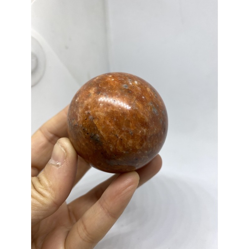 D2275天然水晶原礦/太陽石球#濃郁橘色 直徑約：53.3mm 重量約：212g