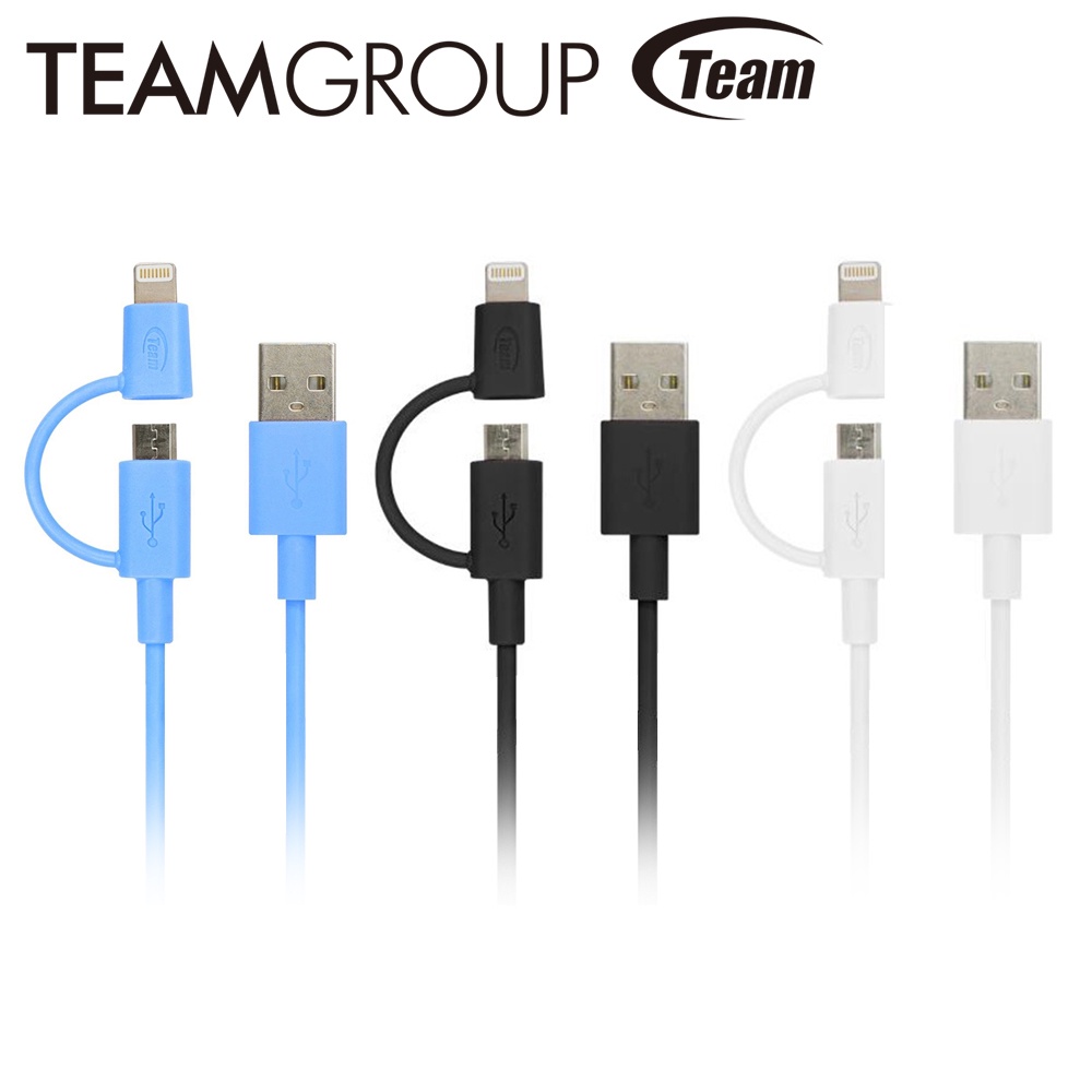 Team十銓科技 MFi認證 Lightning & Micro USB 2合1傳輸充電線 TWC02