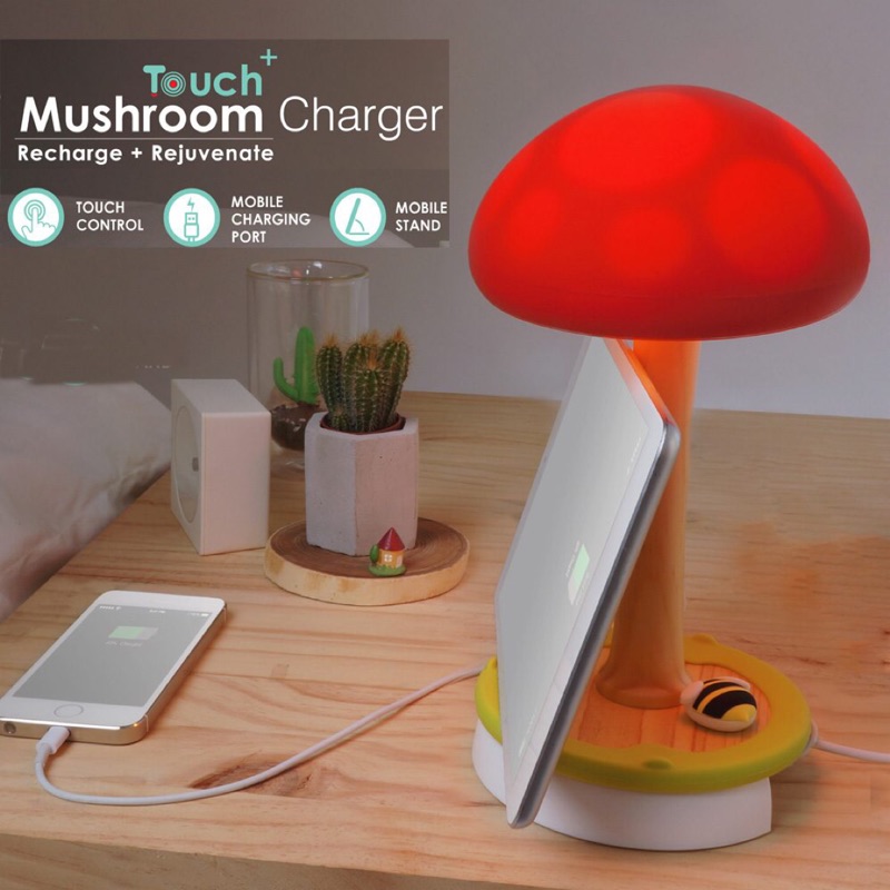 Vacii Mushroom TOUCH蘑菇觸控燈(可USB充電)-紅 交換禮物