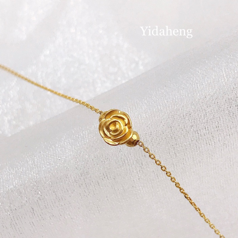 億達亨珠寶銀樓-黃金玫瑰+純銀鍍18k金手鍊