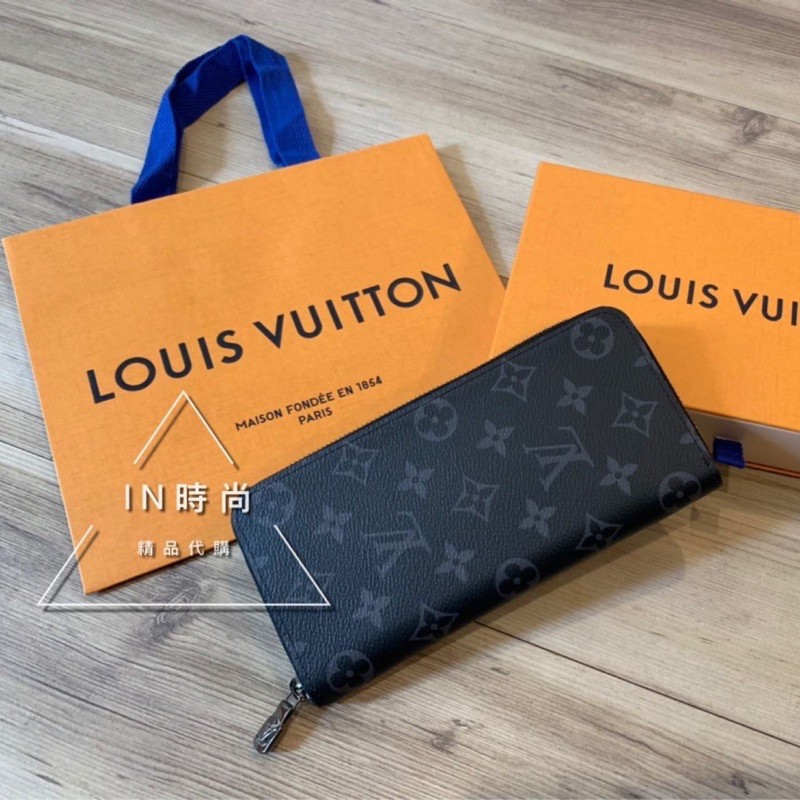 【lN時尚精品】 LOUIS VUITTON  LV 男款 黑灰字紋 老花 ㄇ字拉鍊對開長夾 全新品 M62295 現貨