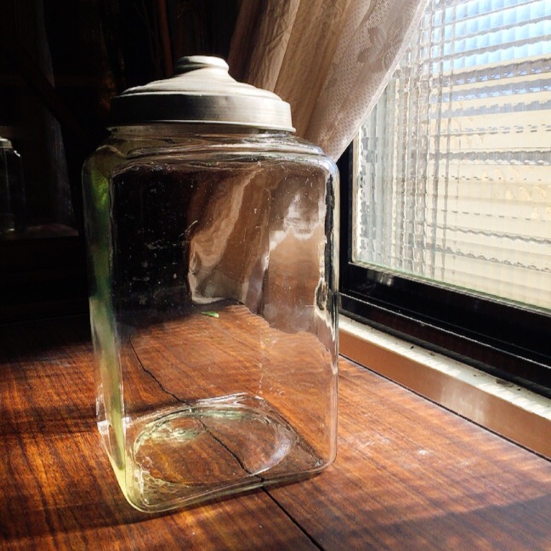 日本帶回/ 老日本 柑仔店 玻璃罐 鋁蓋糖果罐 vintage 老物