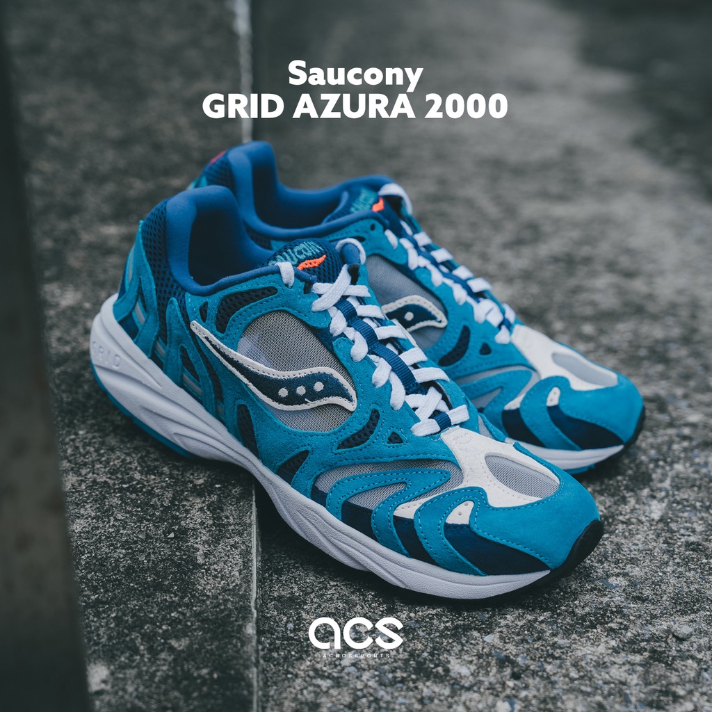 Saucony 復古慢跑鞋 Grid Azura 2000 藍 深藍 半透明 男鞋 反光 OG【ACS】 S704914