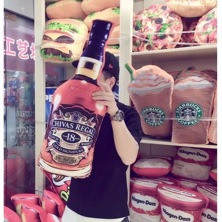 【酒鬼必備】 酒瓶造型抱枕 哈根達斯冰淇淋抱枕 軒尼斯抱枕 枕頭 靠墊 生日禮物 聖誕節禮物 搞怪禮物【HL24】
