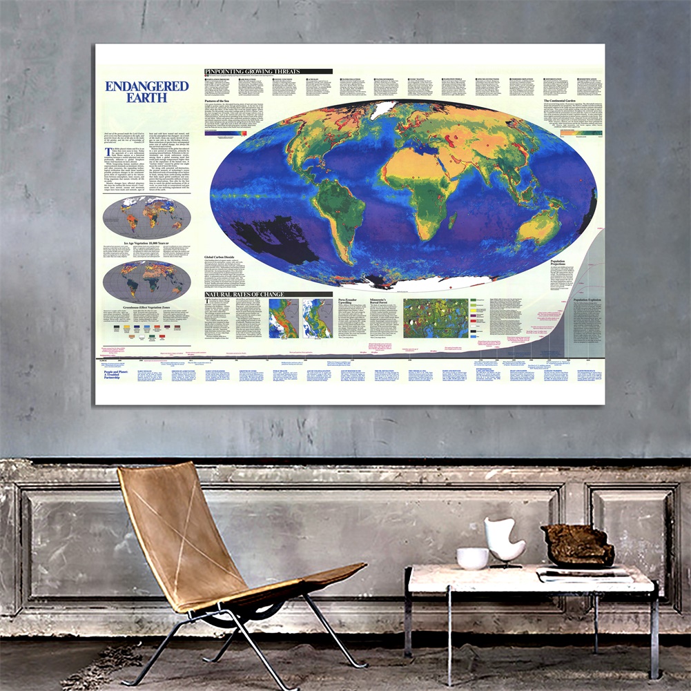 #GOOD# 新奇世界地圖(瀕危地球)-地圖海報壁掛掛毯背景布印刷牆壁裝飾