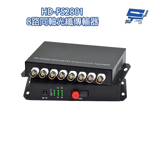昌運監視器 HD-FS2801 8路1080P AHD/CVI/TVI/CVBS 同軸光纖傳輸器 光電轉換器