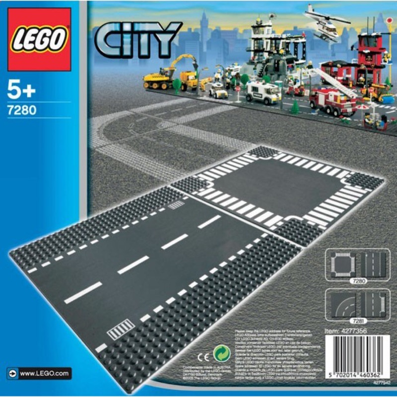 *天天開心*樂高LEGO城市系列道路底板~7280直線&amp;十字路口、7281彎道&amp;T字路口