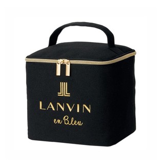 wbar☆日本 LANVIN en Bleu 箱型收納包 立體化妝箱 雙拉鍊化妝包 箱型化妝包 手提包