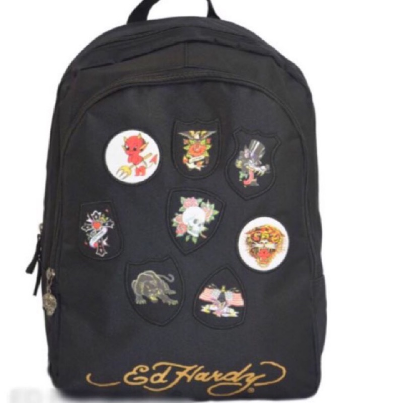 預購✨ED HARDY 美國經典軍徽章虎頭鯉魚玫瑰骷髏藝妓後背包