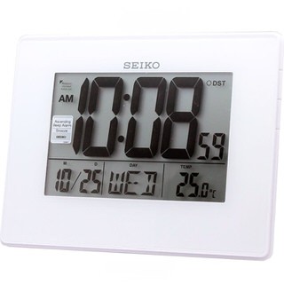 SEIKO精工 塑膠外殼 漸強式嗶嗶鬧鈴 星期溫度顯示 附立架 多功能座掛兩用電子鬧鐘（原廠公司貨）型號：QHL057W