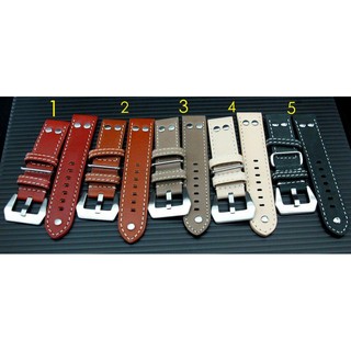 22mm military style軍錶pilot飛行風格鉚釘22mm直身真皮錶帶hamilton