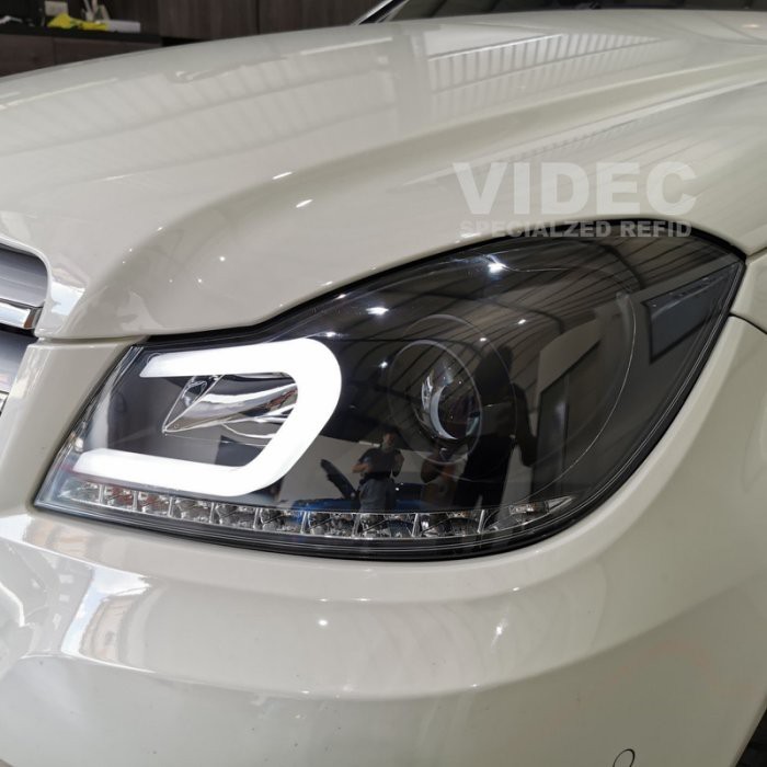 威德汽車 HID 賓士 W204 C180 COUPE C250 小改款 專用 黑框 大燈 總成 美規 C300可換