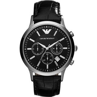 EMPORIO ARMANI 亞曼尼 AR2447 義式型男經典計時腕錶 /黑面 44mm
