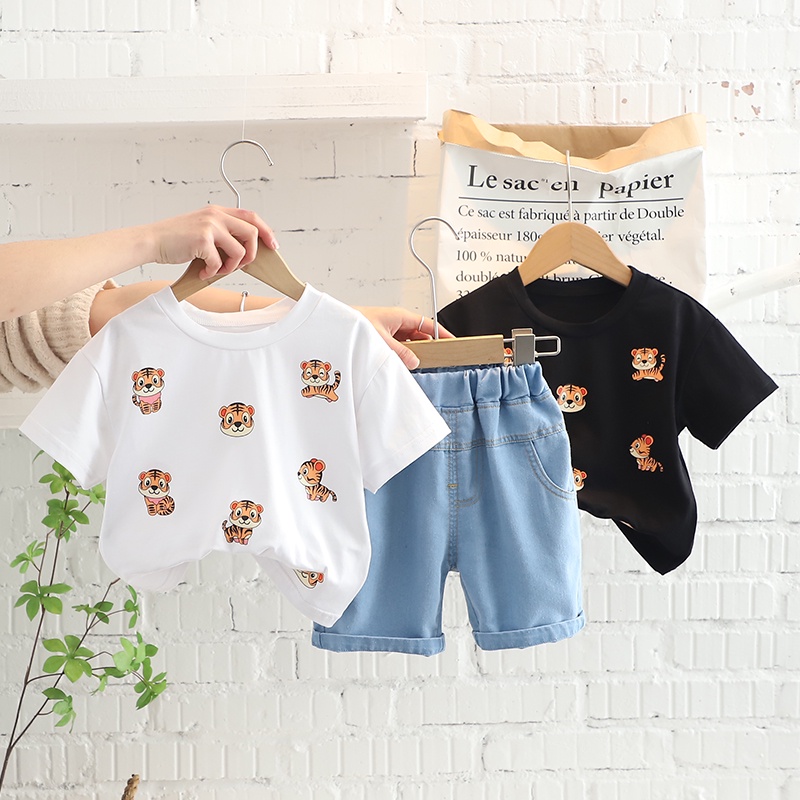 兒童 短袖 套裝 新款 1-2-3-4歲 男童 女寶寶 0嬰兒 夏季 老虎 短褲 童裝