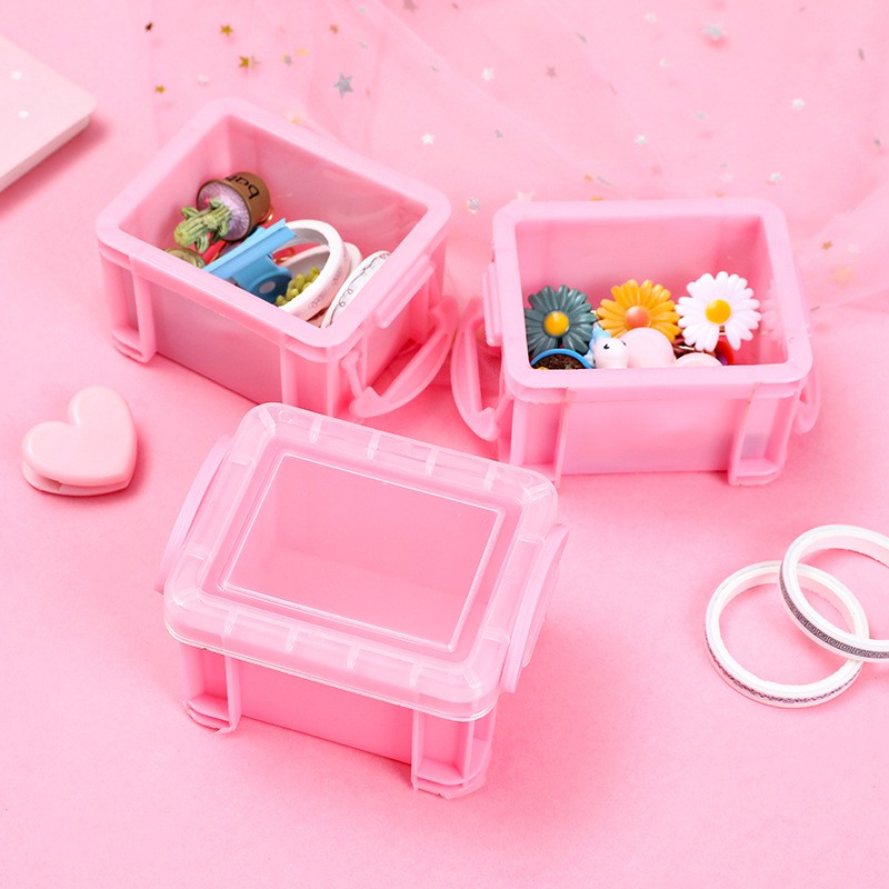 🔥24h台灣出貨🔥❣️粉色迷你首飾盒 少女必備小號收納整理箱 迷你粉色糖果盒 文具收納盒