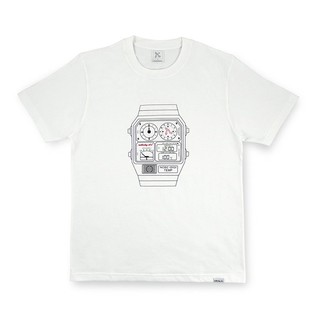 Nobody Elz 設計 T-Shirt - 熱度破錶 Watch Tee 白色款 正背面設計