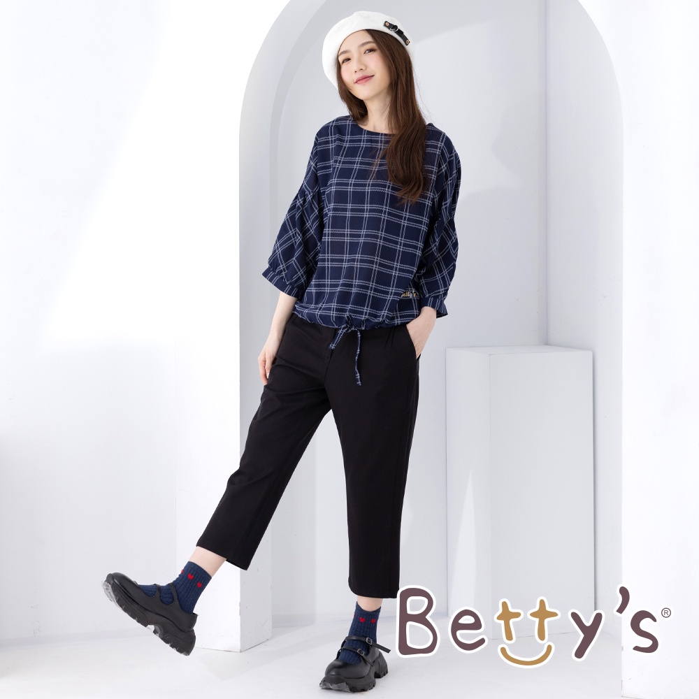 betty’s貝蒂思(05)口袋壓褶質感九分褲(黑色)