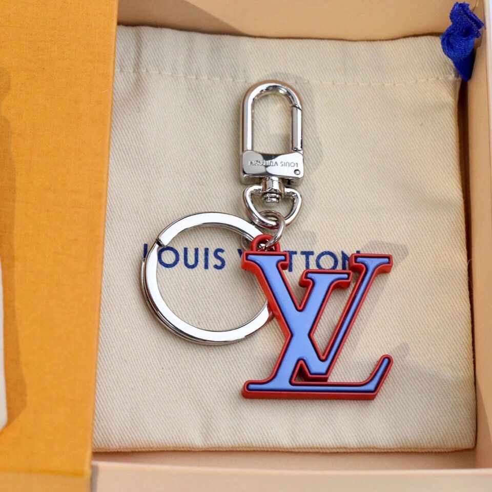 Lv 時尚新款字母藍紅鑰匙扣