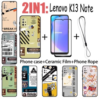 LENOVO 2 合 1 聯想 K13 Note 手機殼帶鋼化玻璃陶瓷膜螢幕保護膜時尚系列