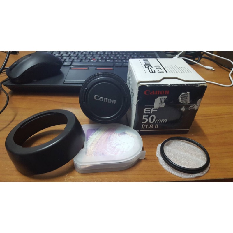 Canon EF 50mm F/1.8 II 附遮光罩 UV鏡