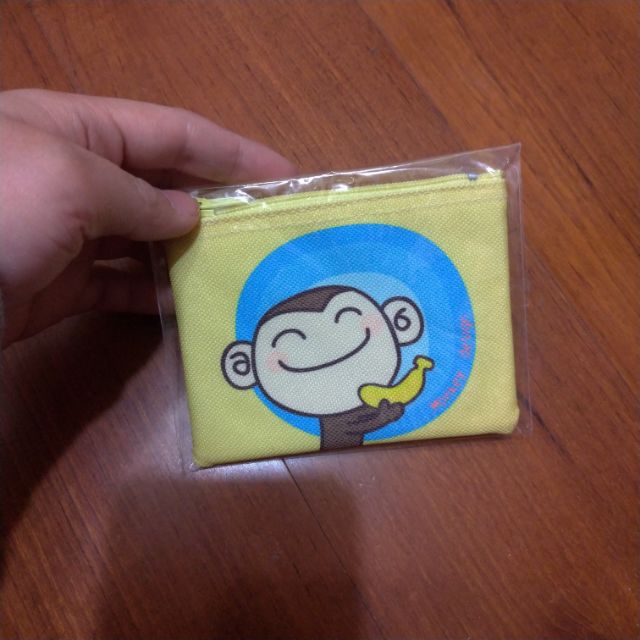 猴子香蕉淺黃色零錢包/小錢包