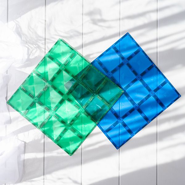 澳洲 Connetix 彩虹磁力積木-藍綠底板2入組|磁性積木|磁力片【麗兒采家】