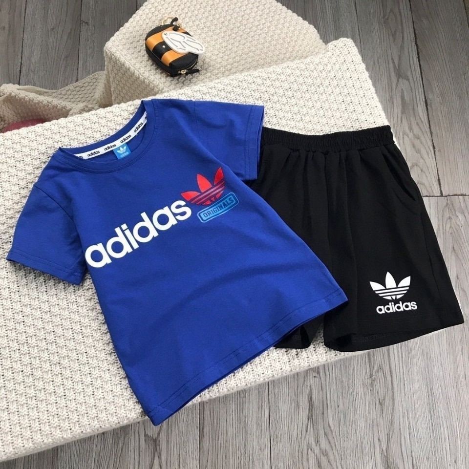 🌸🌸台灣現貨免運喔🌸🌸愛迪達 Adidas 三葉草中小童潮牌套裝2021新款童裝男童女童套裝兒童短袖短褲兩件套夏