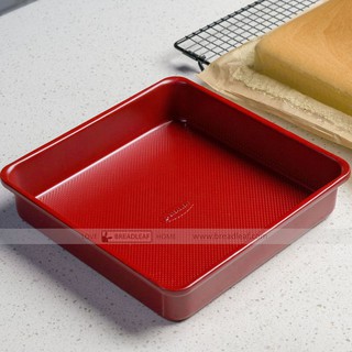 【嚴選SHOP】BreadLeaf 紅色 正方形古早蛋糕模 深型烤盤 24cm x24cm 加厚正方烤模【B109】