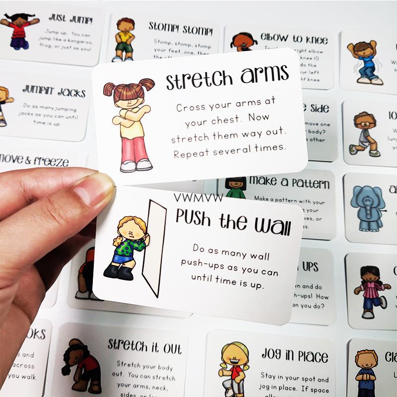 自製兒童桌遊大腦休息卡23張 英語課堂課間活動親子遊戲英文單詞學習