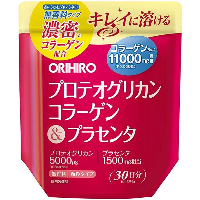 Orihiro 蛋白聚醣膠原蛋白和胎盤素 180g  [日本直郵]