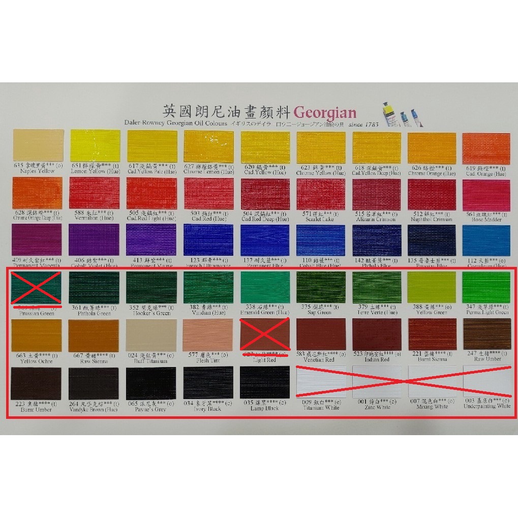 Daler Rowney 英國朗尼 Georgian 級  油畫顏料-38ml 色卡2 （6號滿200才出貨，不含運費。