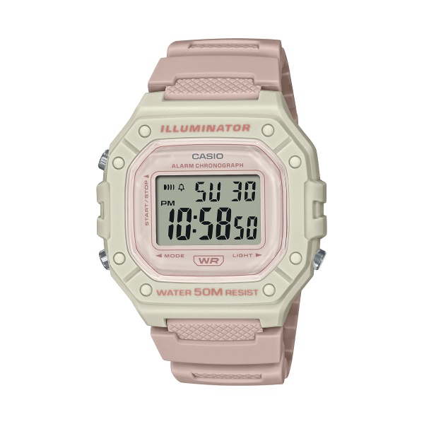 【CASIO 卡西歐】質感莫蘭迪風數位顯示電子腕錶-粉 W-218HC-4A2