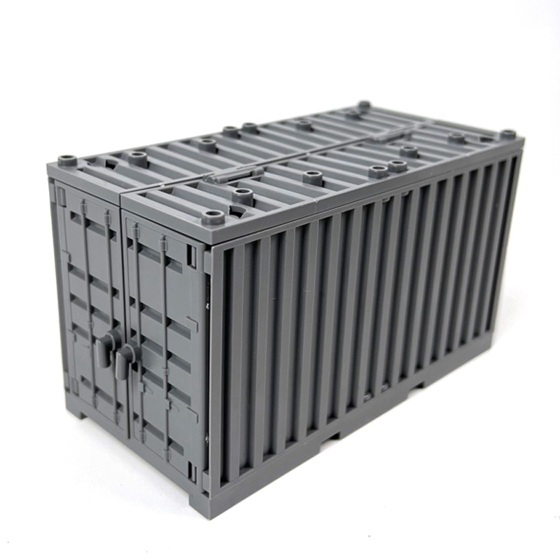 灰色軍事貨箱模型 積木拼裝收納盒 適用於玩具容器 MOC積木零件配件