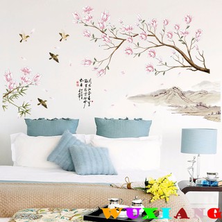 五象設計 花草树木439 DIY 壁貼 浪漫桃花 居家牆貼 唯美中國風 古色古香牆貼紙 牆壁裝飾貼畫