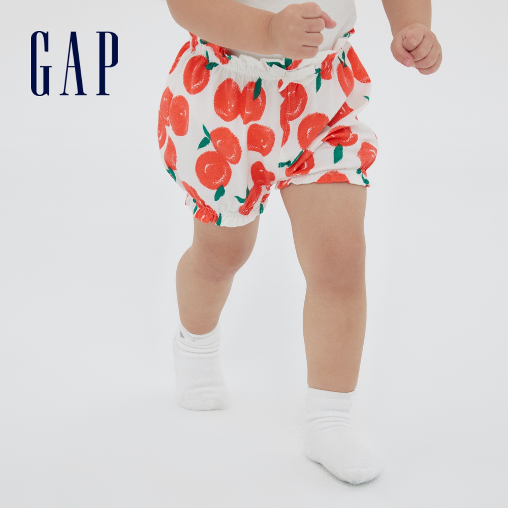 Gap 嬰兒裝 花苞裝飾抽繩鬆緊短褲 布萊納系列-水果印花(826078)