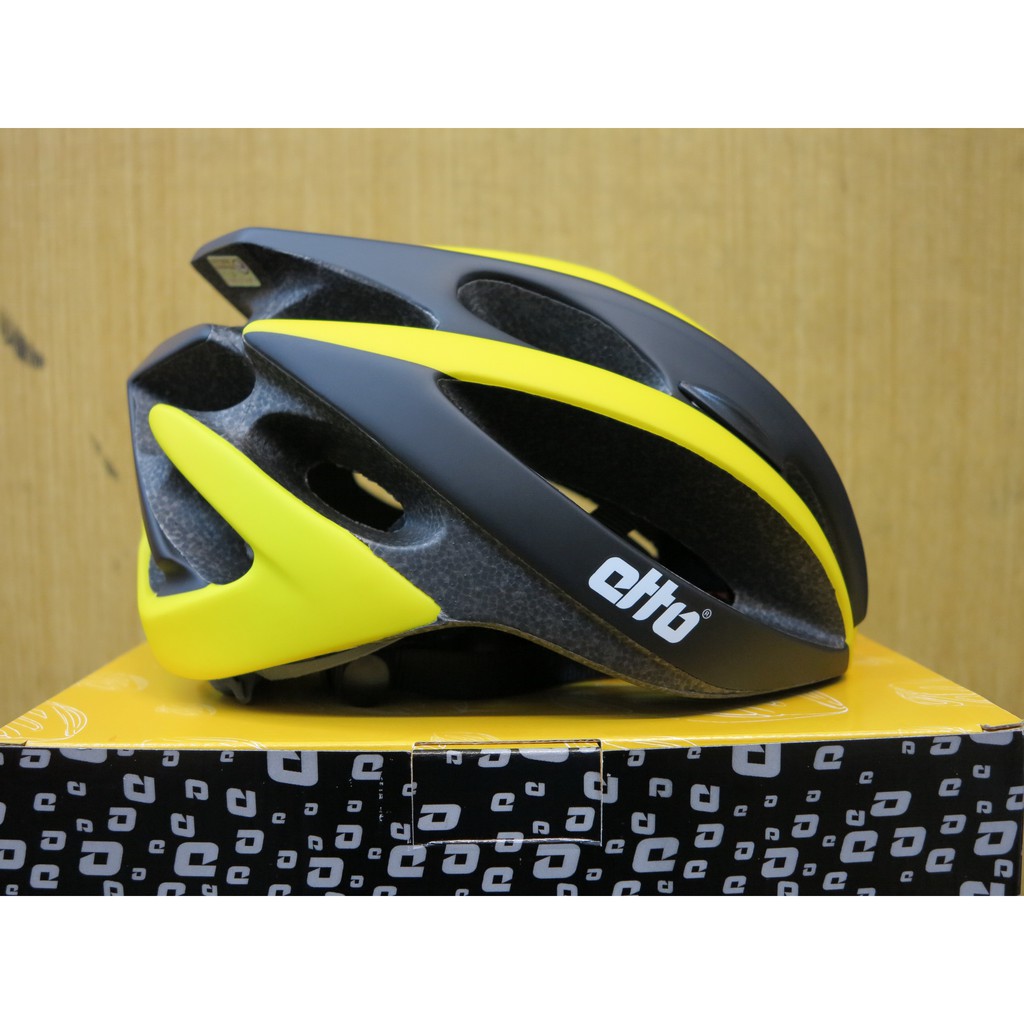 【冠鑫自行車】最新款 挪威品牌 etto RAZER 自行車安全帽 一體成形 輕量化 原廠正品 消光黑/黃 磁吸式
