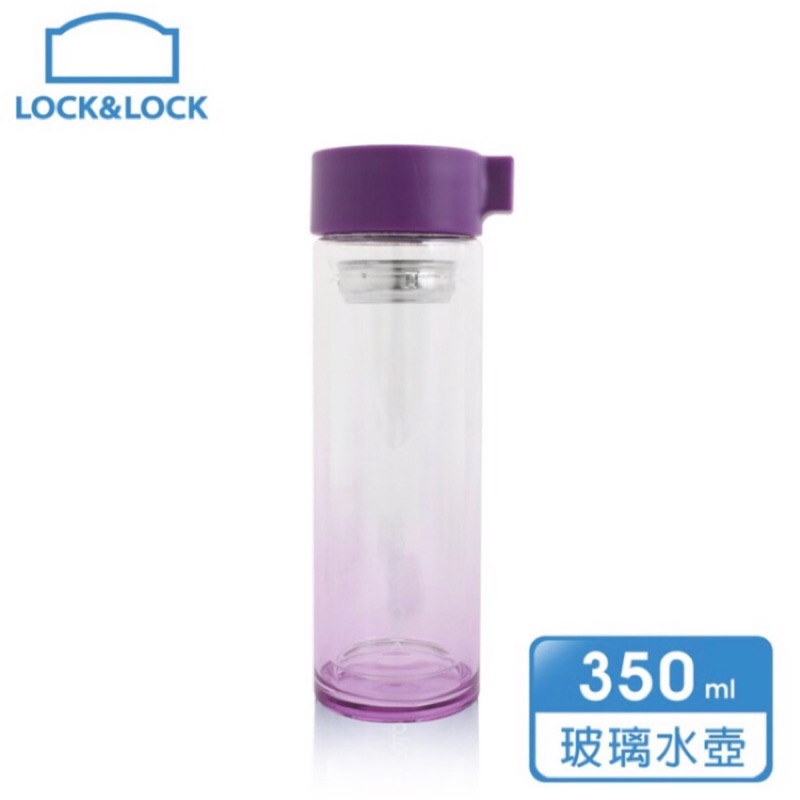 lock&amp;lock 樂扣玻璃杯/玻璃瓶/隨行杯350ml (雙層耐熱 附304不鏽鋼濾網)